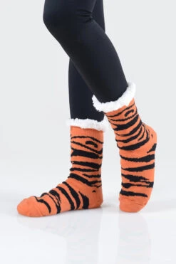 Animal Striped Faux Sherpa Thermal Christmas Slipper Socks -Selected Women's Clothing Store TMSK027 01