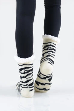 Animal Striped Faux Sherpa Thermal Christmas Slipper Socks -Selected Women's Clothing Store TMSK027 03 2