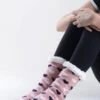 Hearts Printed Faux Sherpa Thermal Slipper Socks -Selected Women's Clothing Store TMSK040 01