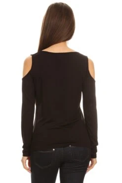 Give The Cold Shoulder Top -Selected Women's Clothing Store TP1001 BLK 4