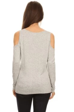 Give The Cold Shoulder Top -Selected Women's Clothing Store TP1001 HGR 4