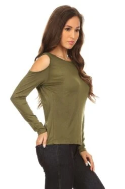 Give The Cold Shoulder Top -Selected Women's Clothing Store TP1001 OLV 2