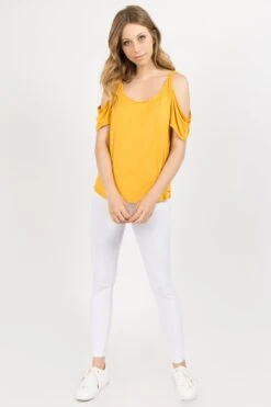 Give 'em The Cold Shoulder Top -Selected Women's Clothing Store TP1041 GLD. 6