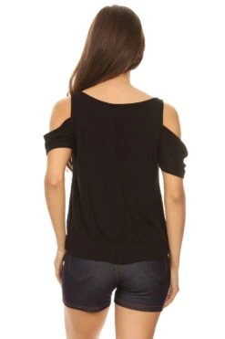 Give 'em The Cold Shoulder Top -Selected Women's Clothing Store TP1041 U BLK 4