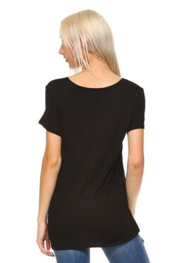 What A Twist Knotted Hem Tunic Top -Selected Women's Clothing Store TP1048 BLK 3 FS