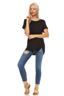 What A Twist Knotted Hem Tunic Top -Selected Women's Clothing Store TP1048 BLK 4 FS