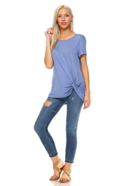 What A Twist Knotted Hem Tunic Top -Selected Women's Clothing Store TP1048 DEM 4 FS