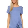What A Twist Knotted Hem Tunic Top -Selected Women's Clothing Store TP1048 DEM XL