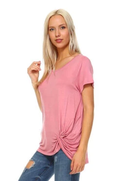 What A Twist Knotted Hem Tunic Top -Selected Women's Clothing Store TP1048 DSR 2 FS