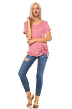 What A Twist Knotted Hem Tunic Top -Selected Women's Clothing Store TP1048 DSR 4 FS