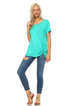 What A Twist Knotted Hem Tunic Top -Selected Women's Clothing Store TP1048 MNT 4 FS