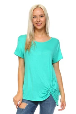 What A Twist Knotted Hem Tunic Top -Selected Women's Clothing Store TP1048 MNT FS