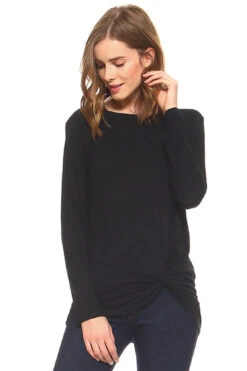 Tied Up In Knots Twisted Hem Knit Top -Selected Women's Clothing Store TP1055 BLK 5