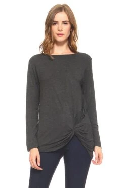 Tied Up In Knots Twisted Hem Knit Top -Selected Women's Clothing Store TP1055 HCH