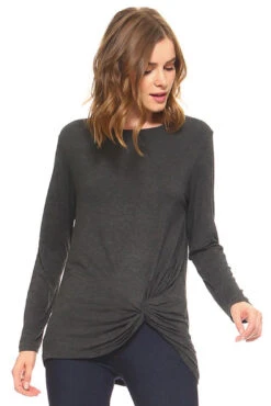 Tied Up In Knots Twisted Hem Knit Top -Selected Women's Clothing Store TP1055 HCH 4