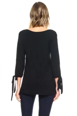 Breezy Open Sleeve Tie Up Top -Selected Women's Clothing Store TP1059 BLK 3