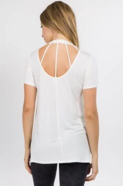 Strappy Back Short Sleeve T-Shirt -Selected Women's Clothing Store TP1066 OWT