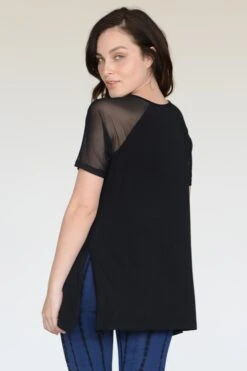 Sporty Babe Mesh Short Sleeve Active Top -Selected Women's Clothing Store TP1080 BLK