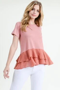 Daniella Short Sleeve Chiffon Ruffle Top -Selected Women's Clothing Store TP1091 DMU 2