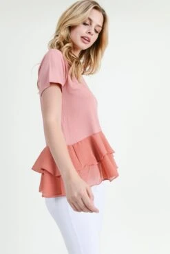 Daniella Short Sleeve Chiffon Ruffle Top -Selected Women's Clothing Store TP1091 DMU 3