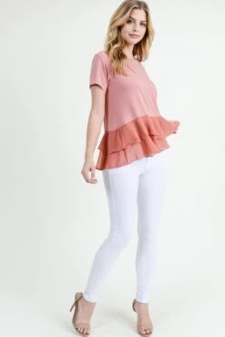 Daniella Short Sleeve Chiffon Ruffle Top -Selected Women's Clothing Store TP1091 DMU 7