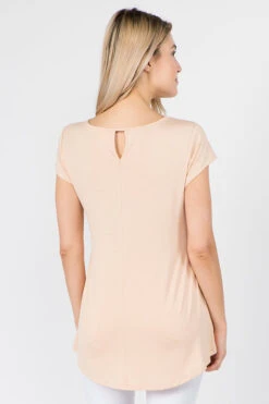 Keyhole Short Sleeve Top -Selected Women's Clothing Store TP1097 SND f76a5a3d 1c77 49b2 b612 2e12701d1375