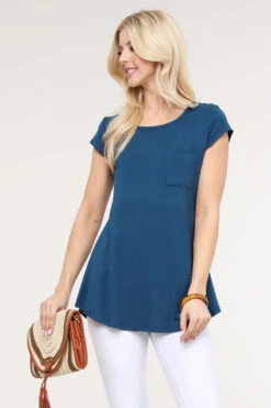 Keyhole Short Sleeve Top -Selected Women's Clothing Store TP1097 TEL