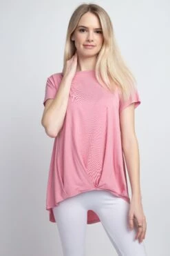 Allison Short Sleeve Pleat Hem Top -Selected Women's Clothing Store TP1098 DSR