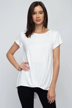 Allison Short Sleeve Pleat Hem Top -Selected Women's Clothing Store TP1098 OFF
