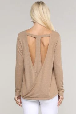 Open Back Surplice Long Sleeve Top -Selected Women's Clothing Store TP2011 CAM 4 76ad6864 99cc 4680 bafe 35ccfacf6a49