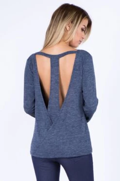 Open Back Surplice Long Sleeve Top -Selected Women's Clothing Store TP2011 DBL 119dae08 8e3f 4745 9284 9e608b6167d6
