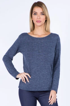 Open Back Surplice Long Sleeve Top -Selected Women's Clothing Store TP2011 DBL 2 5c5bf300 9d9a 41c4 9157 ba95bcf125b9