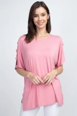 Lisa Short Dolman Sleeve Top With Lattice Detail -Selected Women's Clothing Store TP2038 DSR