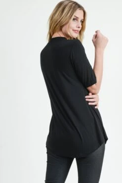 Strappy Choker Neck Detail Short Sleeve Top -Selected Women's Clothing Store TP2040 BLK 5 3d963523 bf36 43c5 88f1 9a213424d970