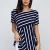 Simply Striped Short Sleeve Tunic Top -Selected Women's Clothing Store TP2043 NVY