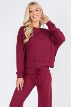 Comfy Long Sleeve Loungewear Top -Selected Women's Clothing Store TP2063 BUG l 19b5bb99 025a 4fa0 924c 95c107030c19