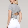 Women's Surplice Cutout Back Crop Top -Selected Women's Clothing Store TP2085 HGY 83c2dce4 496a 4da7 8516 35d06251667b