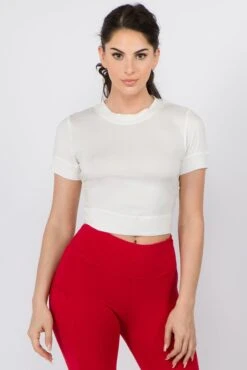 Women's Surplice Cutout Back Crop Top -Selected Women's Clothing Store TP2085 OFF 2 03b2c7cd 2401 47e5 9577 c9580f1525f4