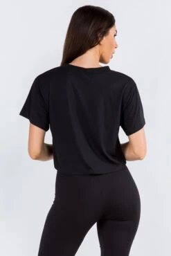 Sporty Crop Top T-Shirt -Selected Women's Clothing Store TP2234 BLK 3