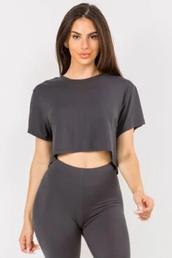 Sporty Crop Top T-Shirt -Selected Women's Clothing Store TP2234 CHA