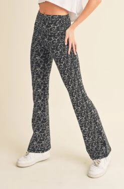 Women’s Glow In The Dark Paint Splatter Flared Yoga Pants -Selected Women's Clothing Store TP2234 WHT ACT827151 BLK 6