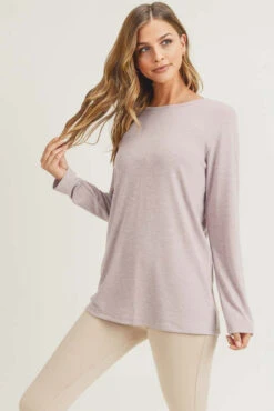 Heather Knit Cut-Out Long Sleeve Top -Selected Women's Clothing Store TP2236 DMU 3 l
