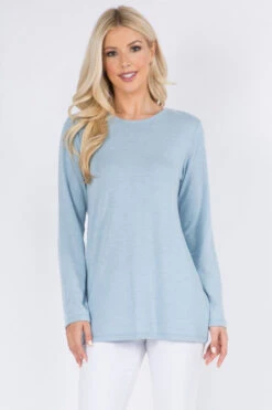 Heather Knit Cut-Out Long Sleeve Top -Selected Women's Clothing Store TP2236 SLB 2 l