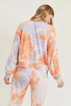 Daydreamer Tie Dye Print Long Sleeve Top -Selected Women's Clothing Store TP2240 ORGPUR 5