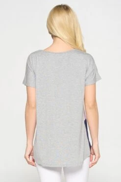 Colorblock Multicolor Short Sleeve Top -Selected Women's Clothing Store TP2248 HLN 3