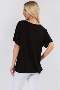 Basic Button Up Short Sleeve Top -Selected Women's Clothing Store TP2249 BLK 3 e1d8eda2 421a 4bbf b894 f4201a97f7ba