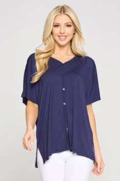 Basic Button Up Short Sleeve Top