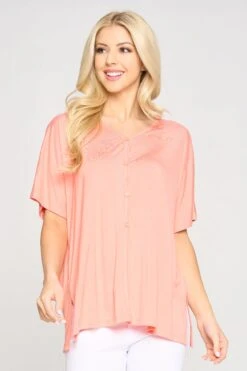 Basic Button Up Short Sleeve Top -Selected Women's Clothing Store TP2249 SAL 4