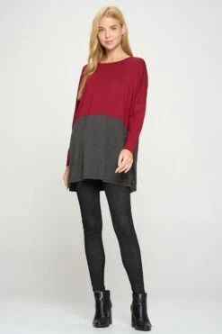 &New Simple Colorblock Long Sleeve Top -Selected Women's Clothing Store TP2266 BUGCHA6