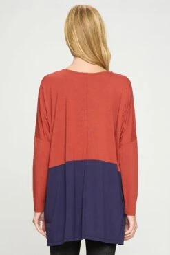 &New Simple Colorblock Long Sleeve Top -Selected Women's Clothing Store TP2266 RSTNAV5